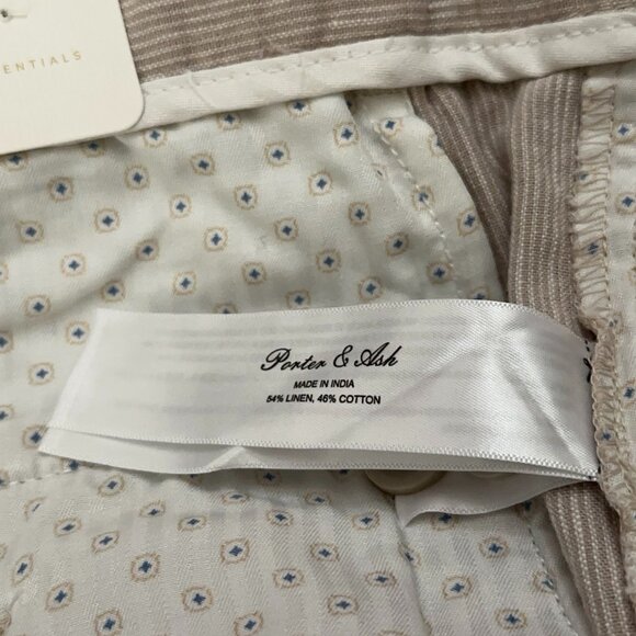 Porter & Ash Shorts Mens Size L Drawstring Linen Blend Beige Striped NEW - Picture 5 of 5